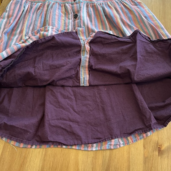 Madewell Dress Womens M Rainbow Pink Striped Mini Button Front A Line Babydoll - Picture 11 of 16